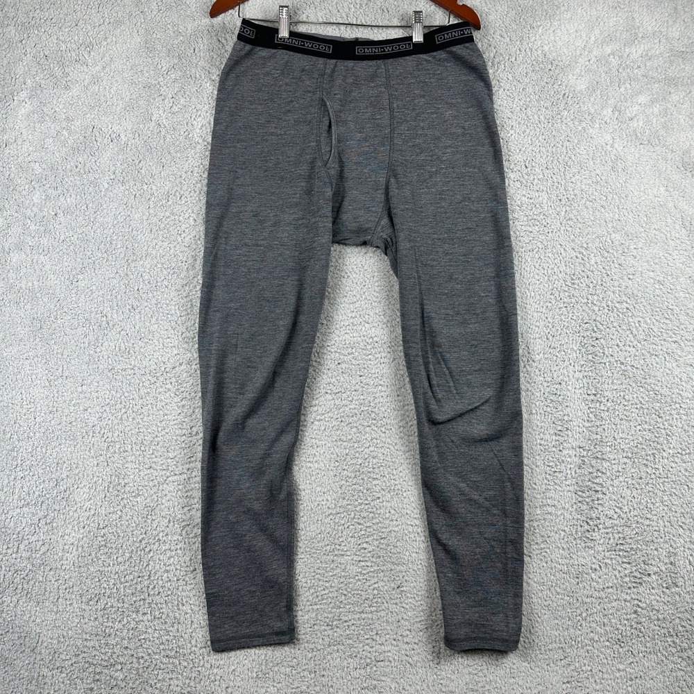 Omni-Wool Base Layer Thermal Leggings Mens Large Gray Wool Blend Long Johns